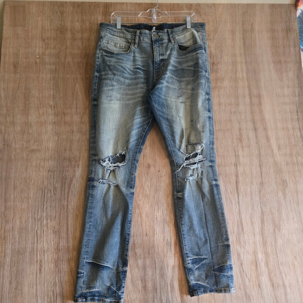 Jordan Craig Sean Distressed Ripped Slim Fit Jeans Denim Men's Size 36x32